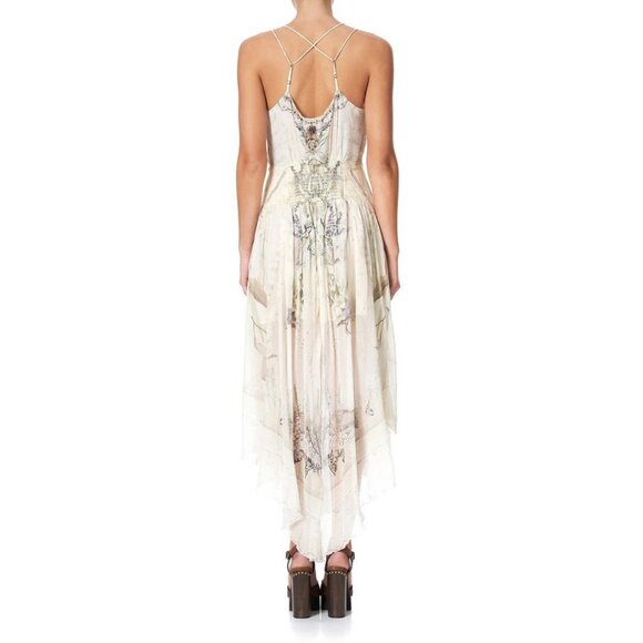 Camilla Strap Dress with Shaped Waistband Memories of Moree Cream Size Medium - Picture 2 of 11